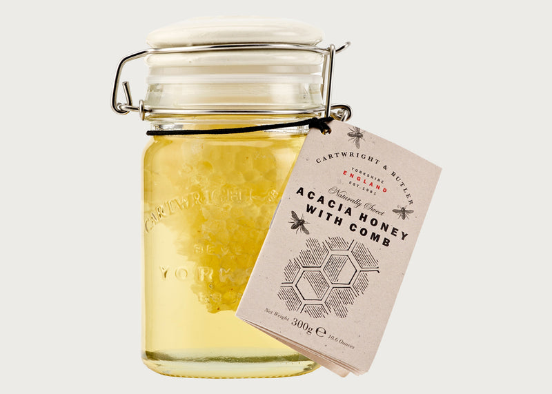 Acacia Honey with Comb in Jar