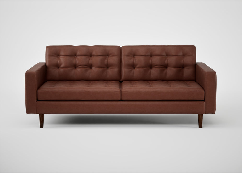 Hepburn 3 Seater Sofa Leather Grain Dark Brown 068 / Walnut