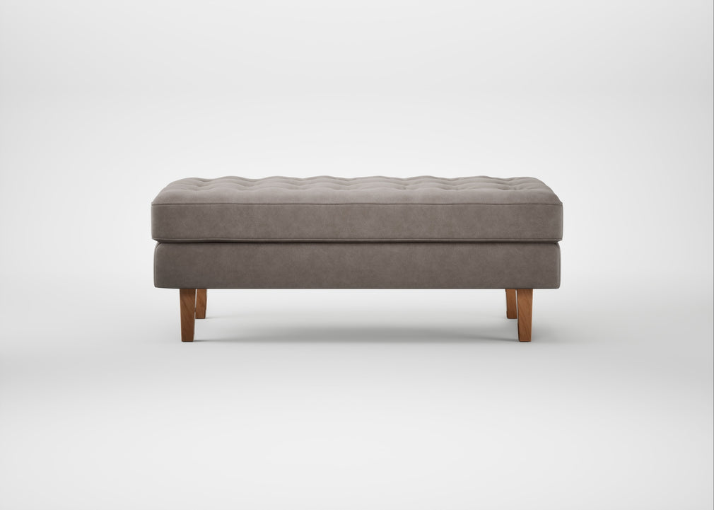 Hepburn Ottoman Leather Grain Light Grey 060 / Natural