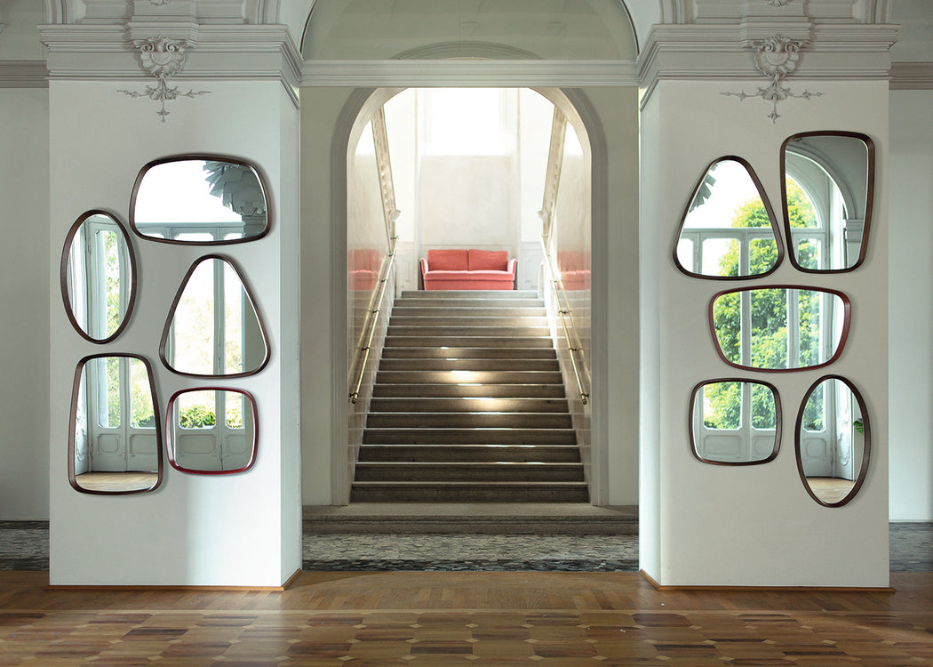 Mix 6 Square Wall Mirror Canaletta Walnut
