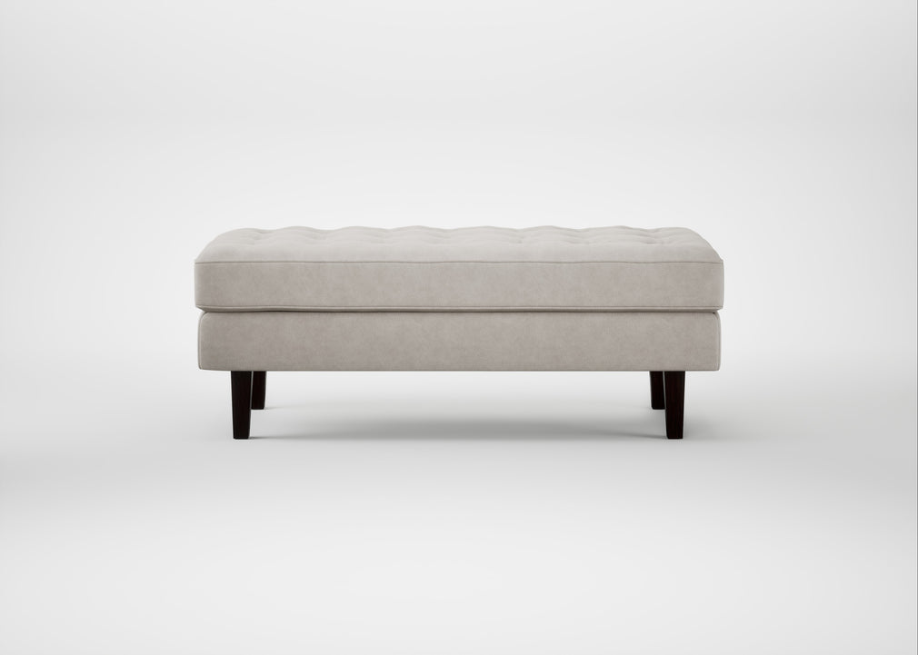 Hepburn Ottoman Leather Grain White 000 / Wenge Black