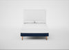 Shallow Divan Bed Base Double / Broad Weave Lagoon / Light Stem