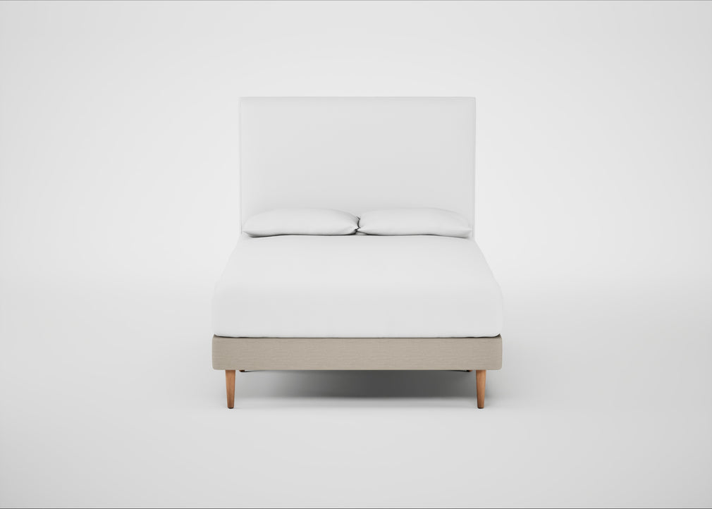 Shallow Divan Bed Base Double / Broad Weave Putty / Light Stem