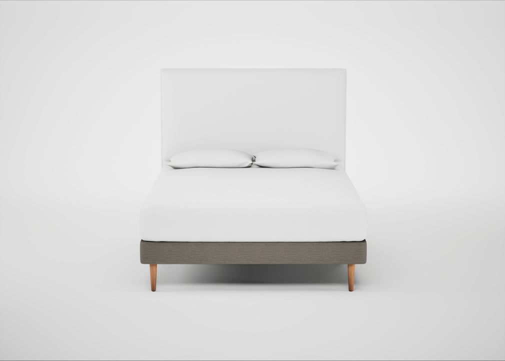 Shallow Divan Bed Base King / Broad Weave Pebble / Light Stem