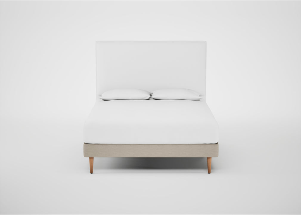 Shallow Divan Bed Base King / Broad Weave Putty / Light Stem