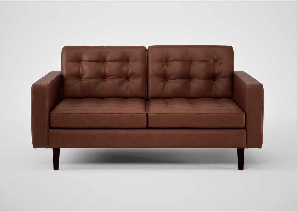 Hepburn 2 Seater Sofa Leather Grain Dark Brown 068 / Wenge Black