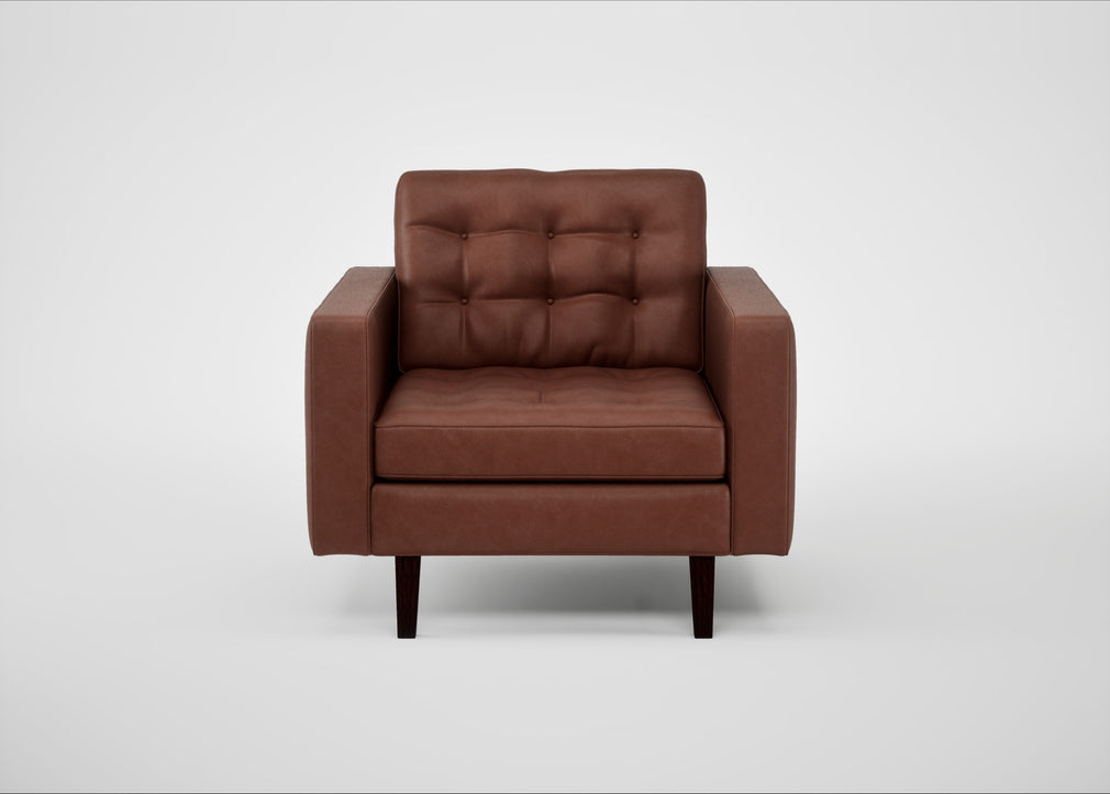 Hepburn Armchair Leather Grain Dark Brown 068 / Wenge Black