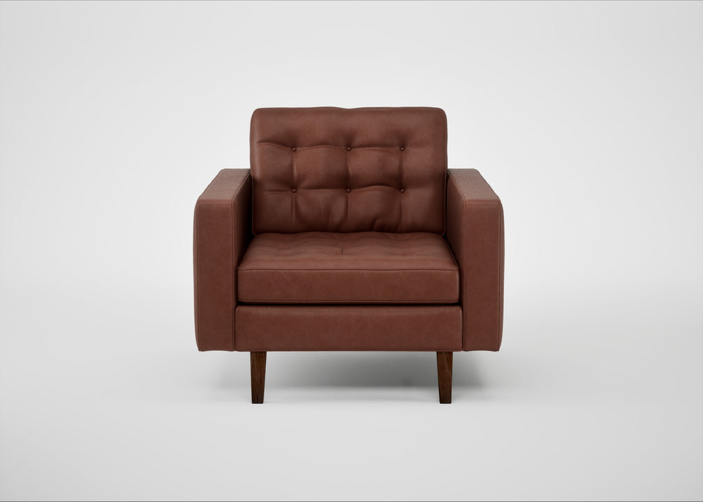 Hepburn Armchair Leather Grain Dark Brown 068 / Walnut