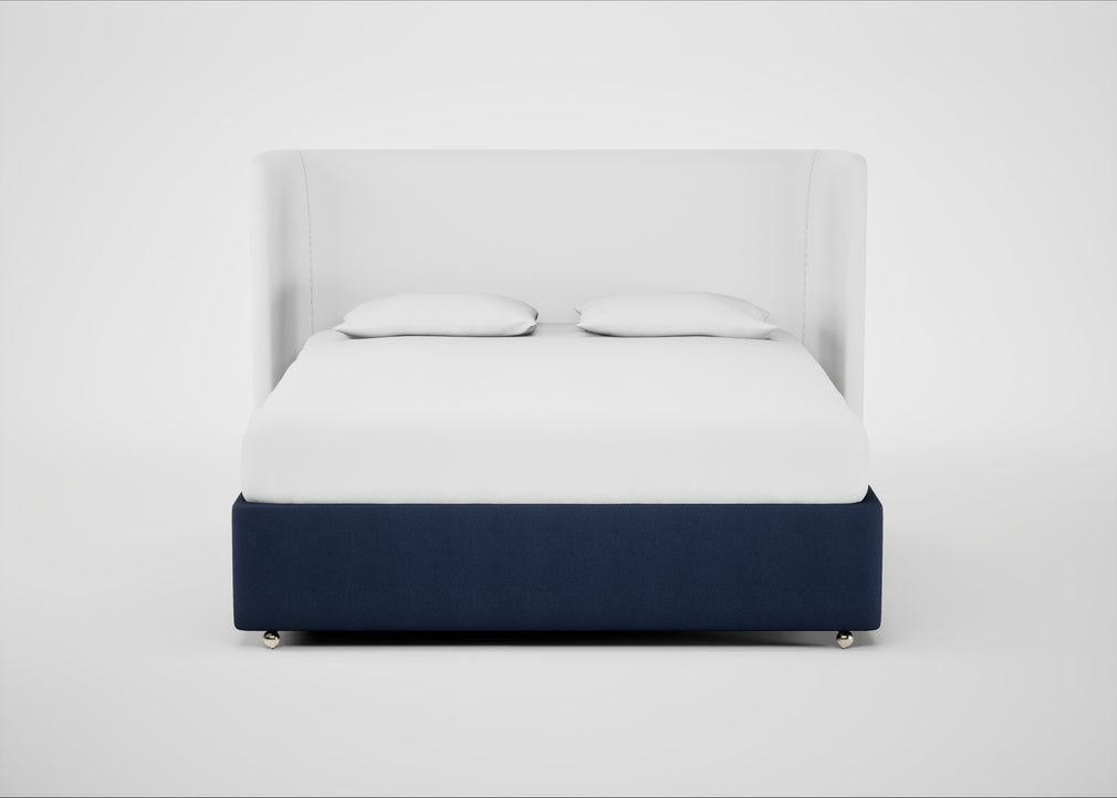 Deep Divan Bed Base Super King / None / Capelo Linen-Cotton Inkspot
