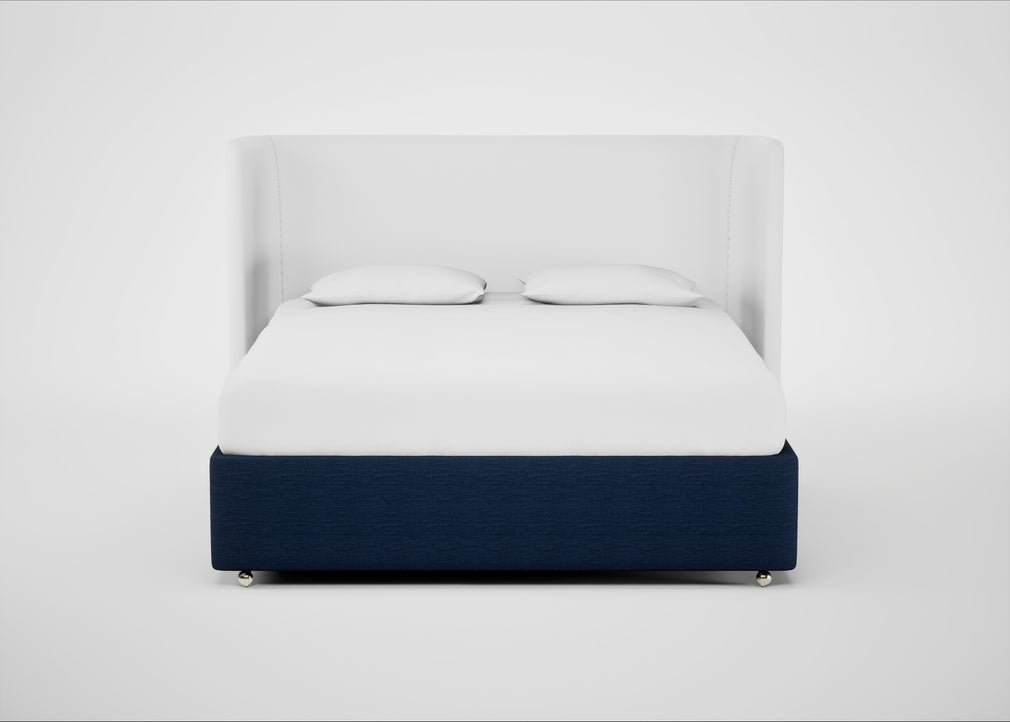 Deep Divan Bed Base Super King / None / Broad Weave Lagoon