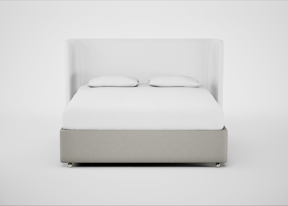 Deep Divan Bed Base Super King / None / Melton Wool Limestone