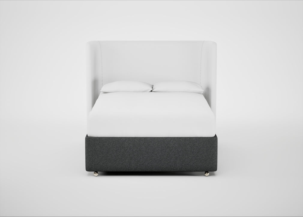 Deep Divan Bed Base Double / None / Melton Wool Granite