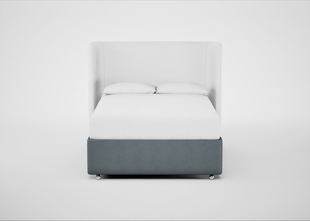 Deep Divan Bed Base Double / None / Capelo Linen-Cotton Mineral
