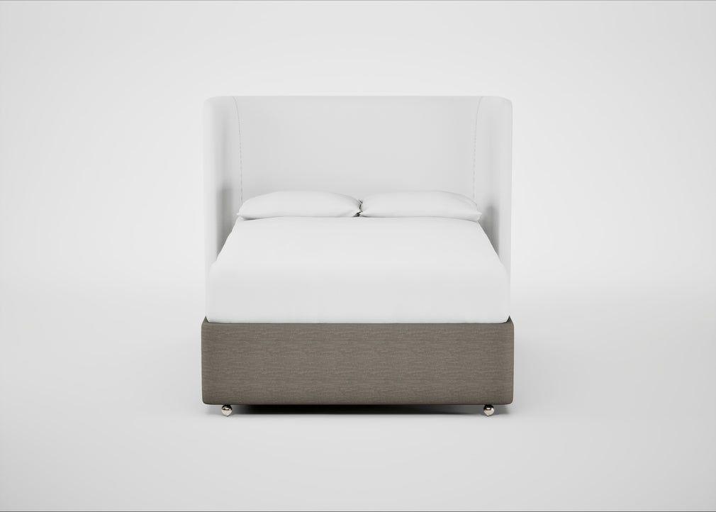 Deep Divan Bed Base Double / None / Broad Weave Pebble