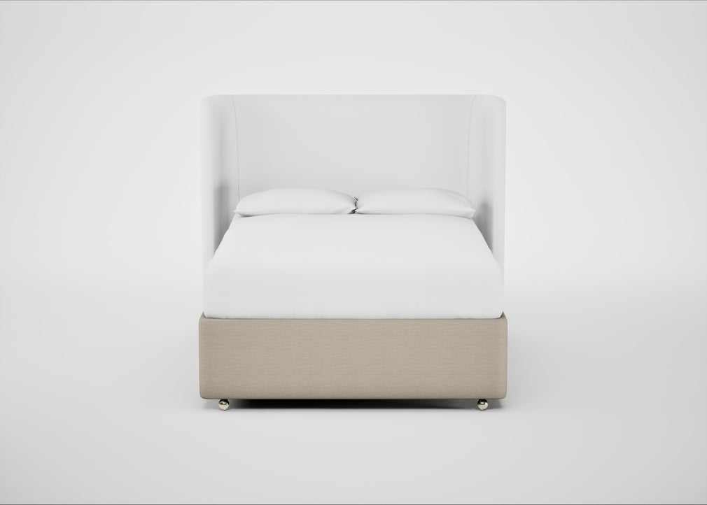 Deep Divan Bed Base Double / None / Broad Weave Putty