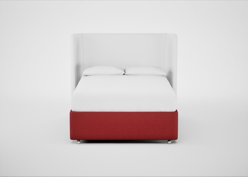 Deep Divan Bed Base Double / None / Melton Wool Red Oxide