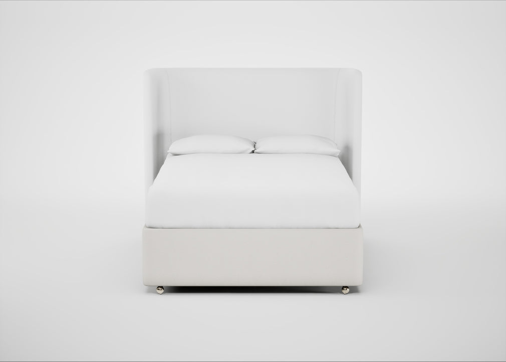 Deep Divan Bed Base Double / None / Capelo Linen-Cotton Sea Salt