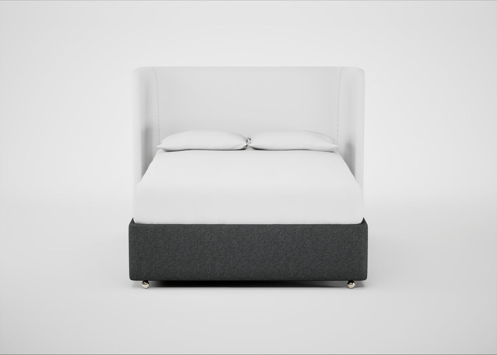 Deep Divan Bed Base King / None / Melton Wool Granite