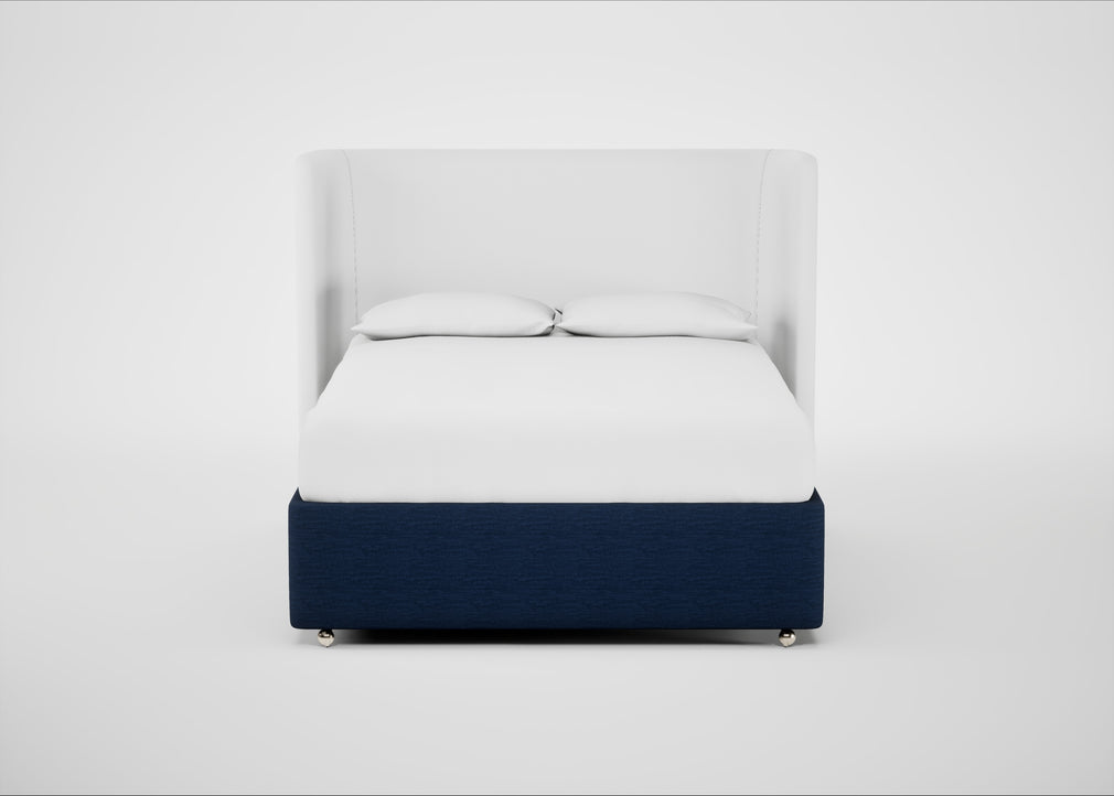 Deep Divan Bed Base King / None / Broad Weave Lagoon