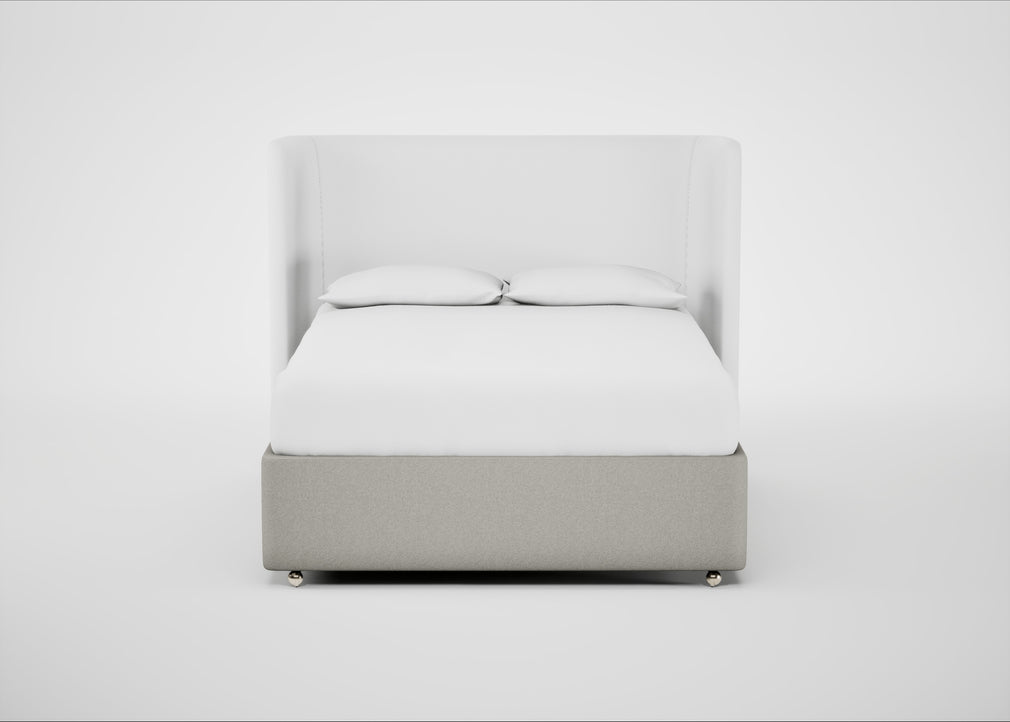 Deep Divan Bed Base King / None / Melton Wool Limestone
