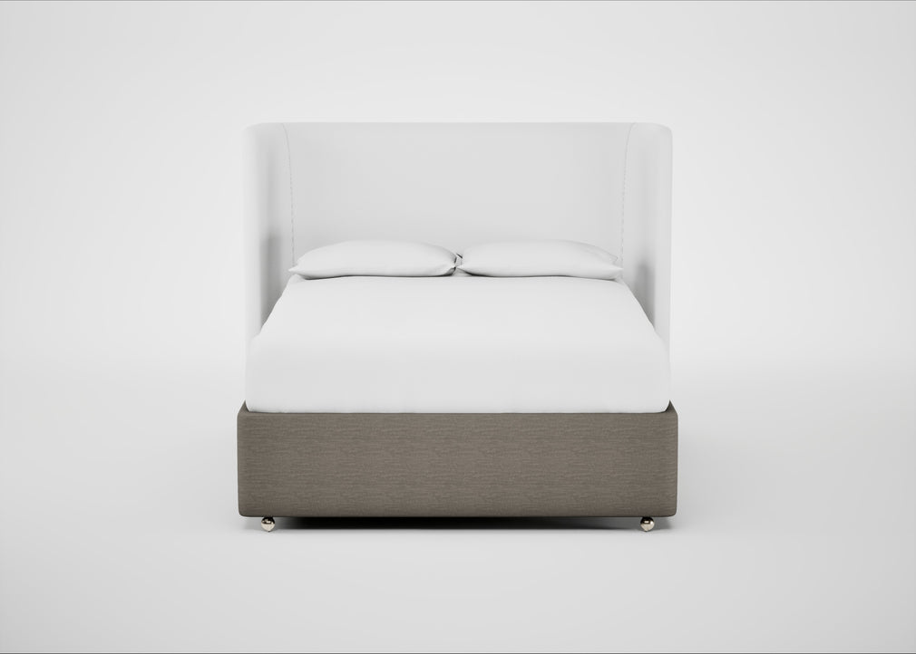 Deep Divan Bed Base King / None / Broad Weave Pebble