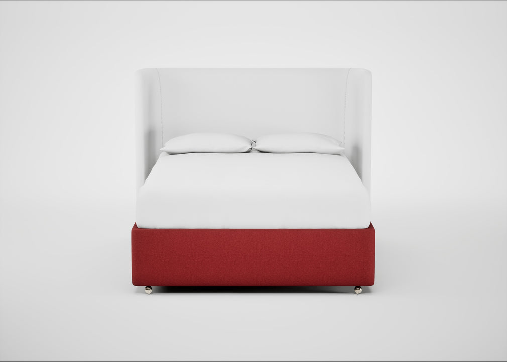 Deep Divan Bed Base King / None / Melton Wool Red Oxide