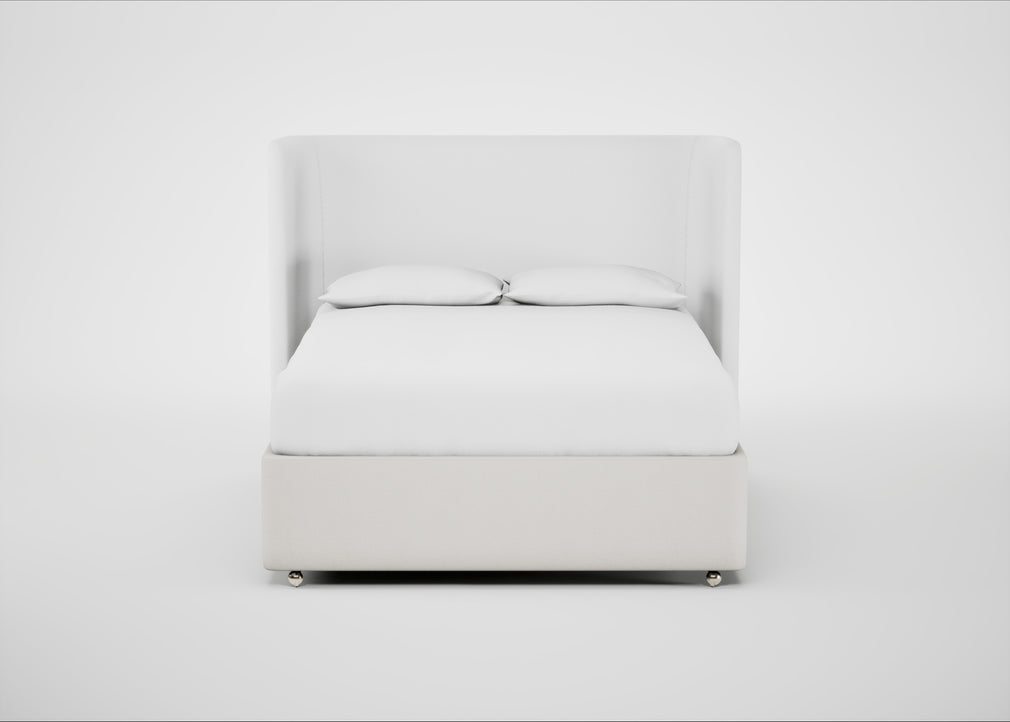 Deep Divan Bed Base King / None / Capelo Linen-Cotton Sea Salt