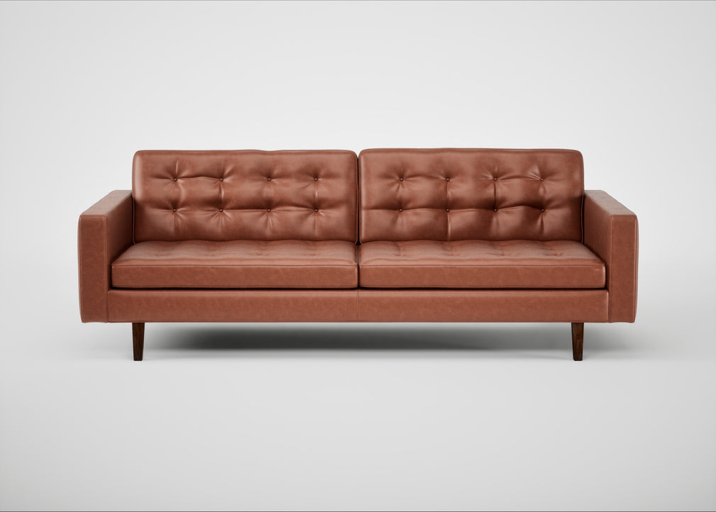 Hepburn 4 Seater Sofa Leather Stonewash Light Brown 274 / Wenge Black