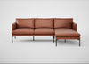 Matera Right Hand Facing Chaise Sofa Leather Stonewash Light Brown 274 / Black
