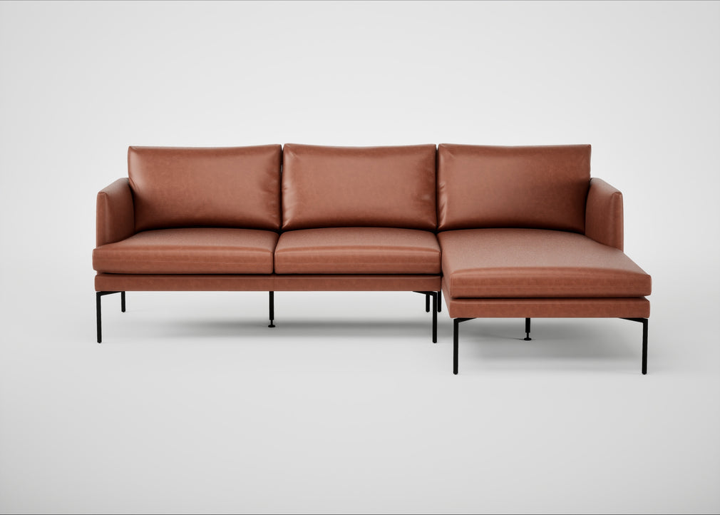 Matera Right Hand Facing Chaise Sofa Leather Stonewash Light Brown 274 / Black