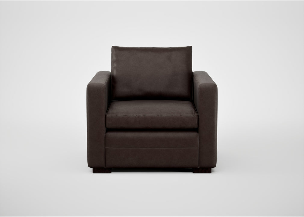Palermo Armchair Leather Grain Chocolate 066 / Black