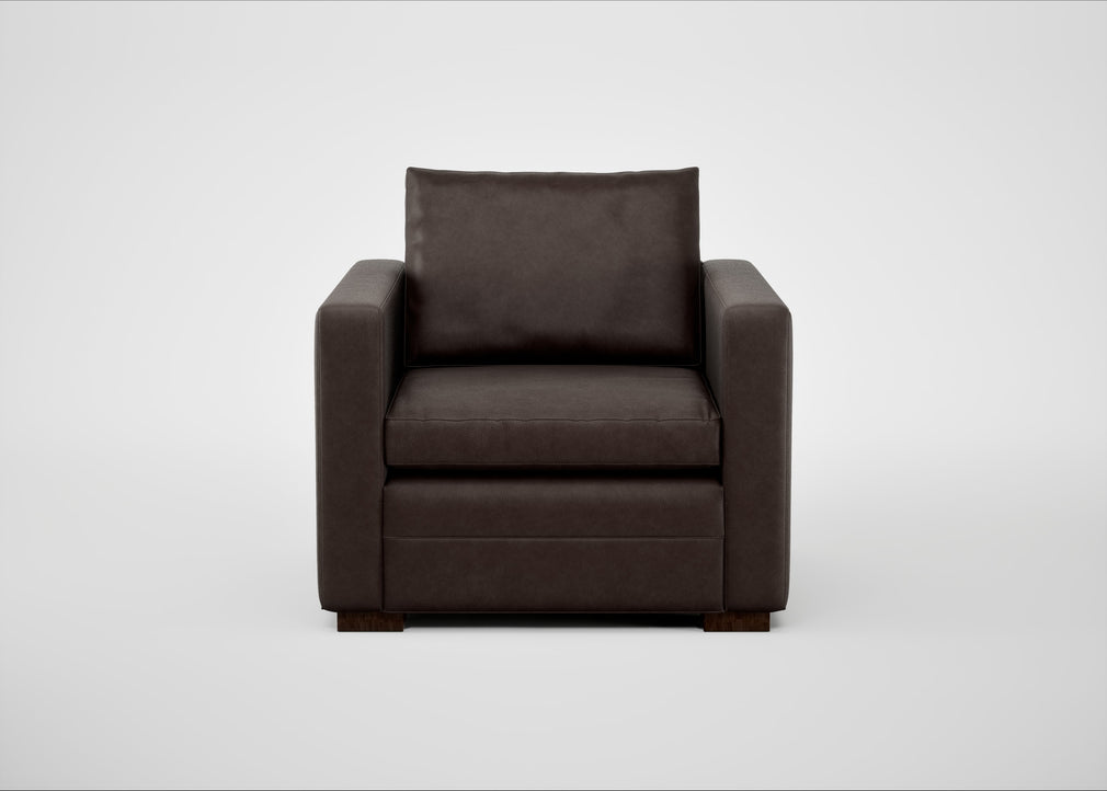 Palermo Armchair Leather Grain Chocolate 066 / Walnut and Brass