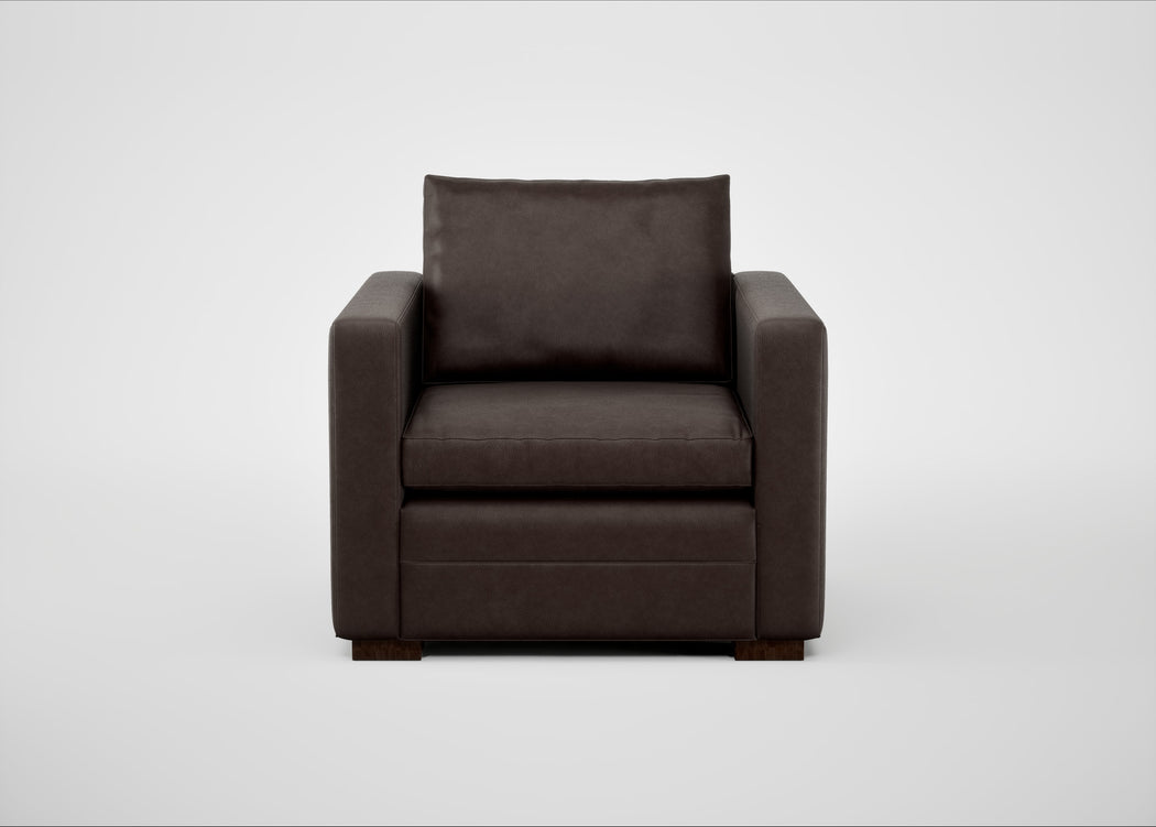 Palermo Armchair Leather Grain Chocolate 066 / Walnut and Brass