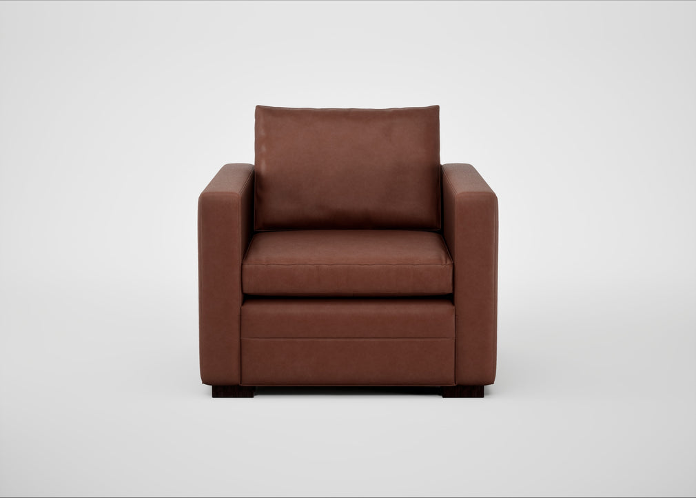 Palermo Armchair Leather Grain Dark Brown 068 / Black