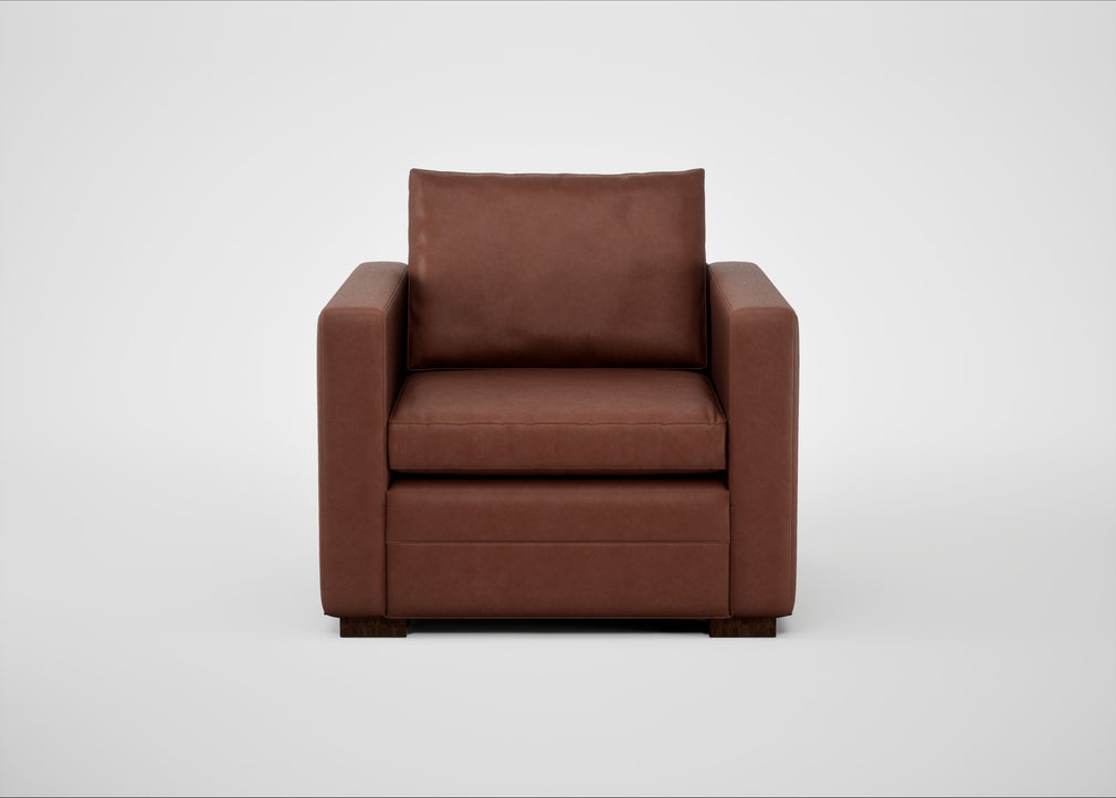 Palermo Armchair Leather Grain Dark Brown 068 / Walnut and Brass