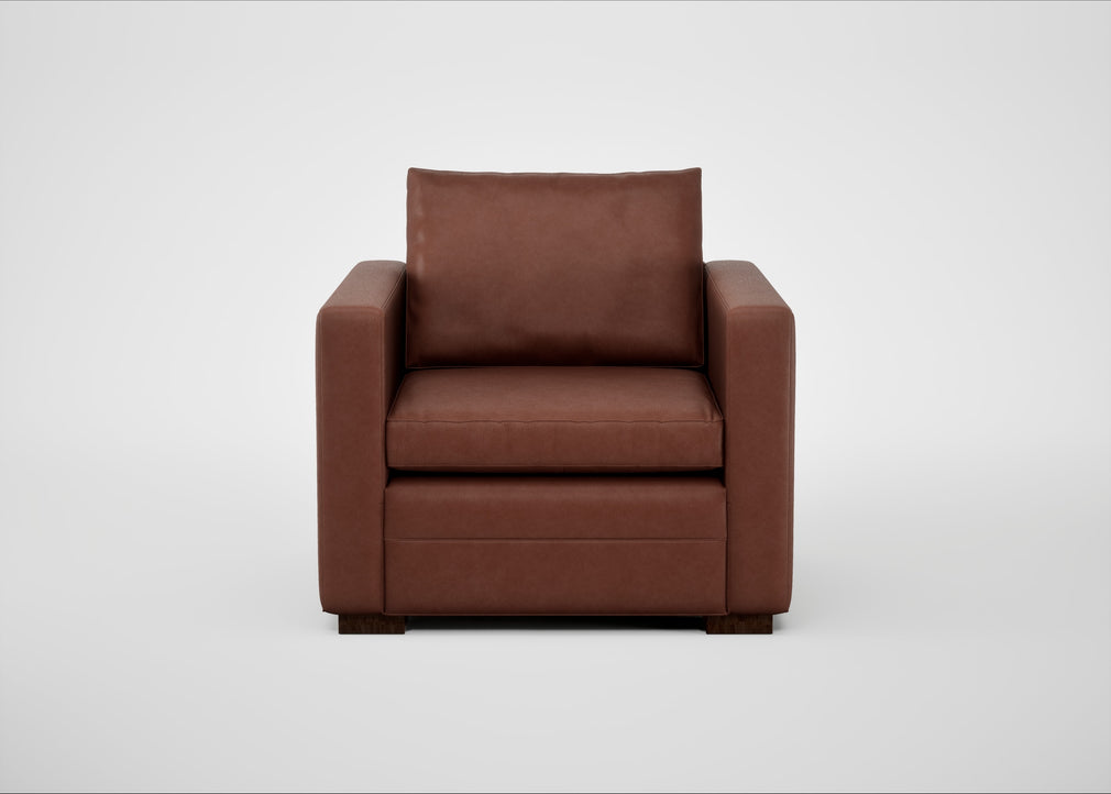 Palermo Armchair Leather Grain Dark Brown 068 / Walnut