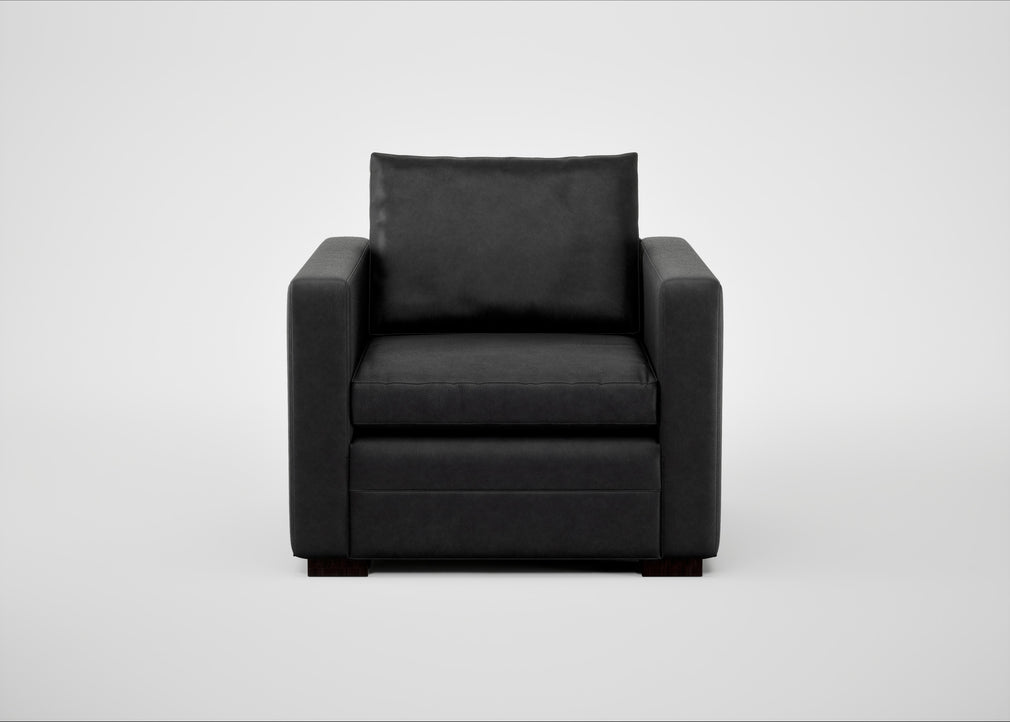 Palermo Armchair Leather Grain Graphite 063 / Black
