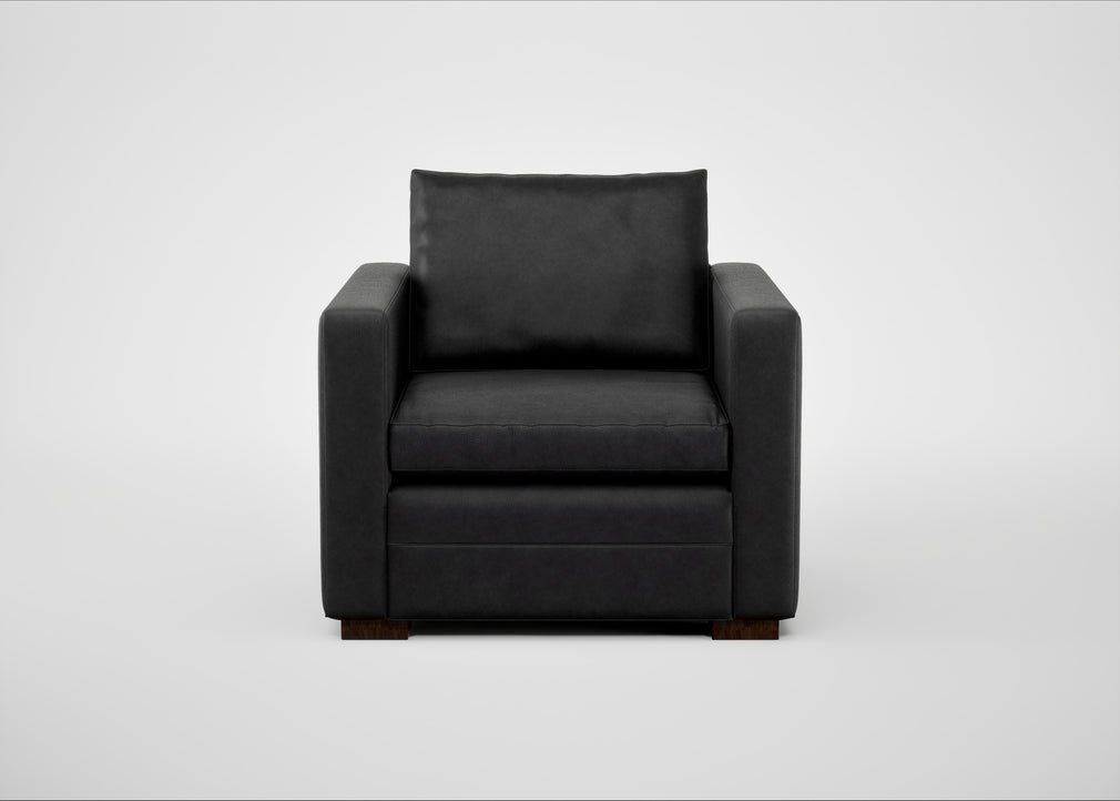 Palermo Armchair Leather Grain Graphite 063 / Walnut