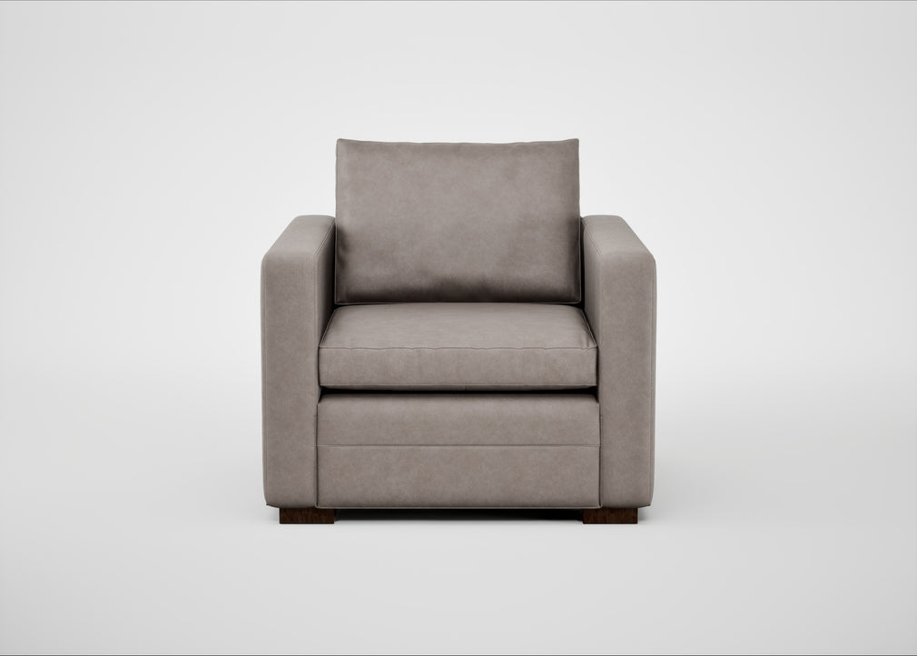 Palermo Armchair Leather Grain Light Grey 060 / Walnut