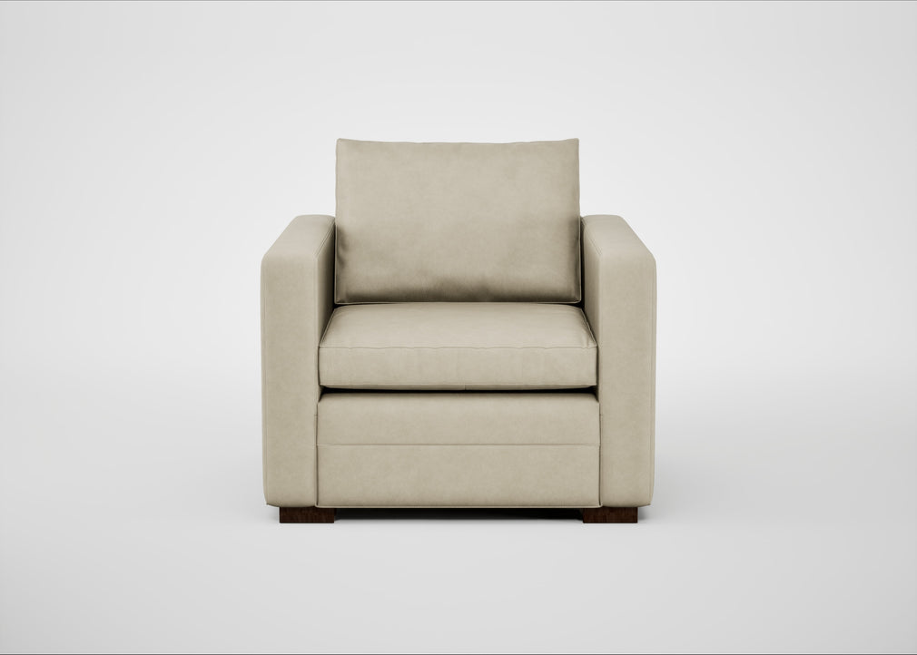 Palermo Armchair Leather Grain Storm 006 / Walnut and Brass