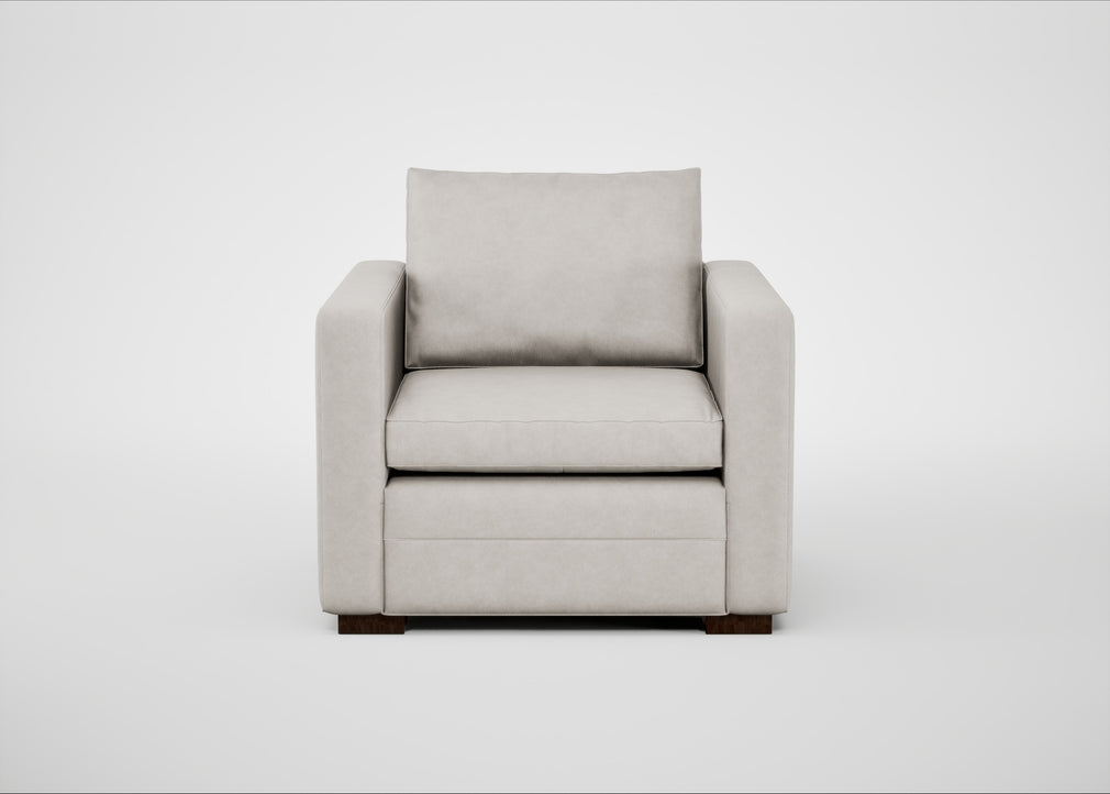 Palermo Armchair Leather Grain White 000 / Walnut