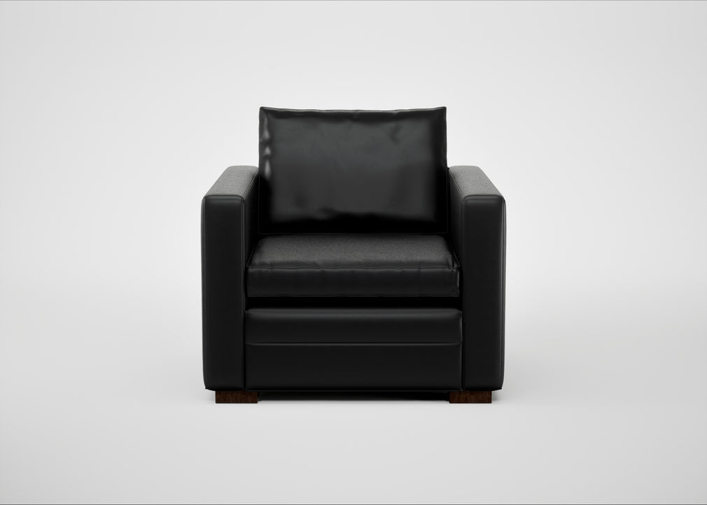 Palermo Armchair Leather Stonewash Black 263 / Walnut