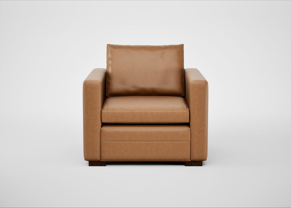 Palermo Armchair Leather Stonewash Toffee 277 / Walnut and Brass