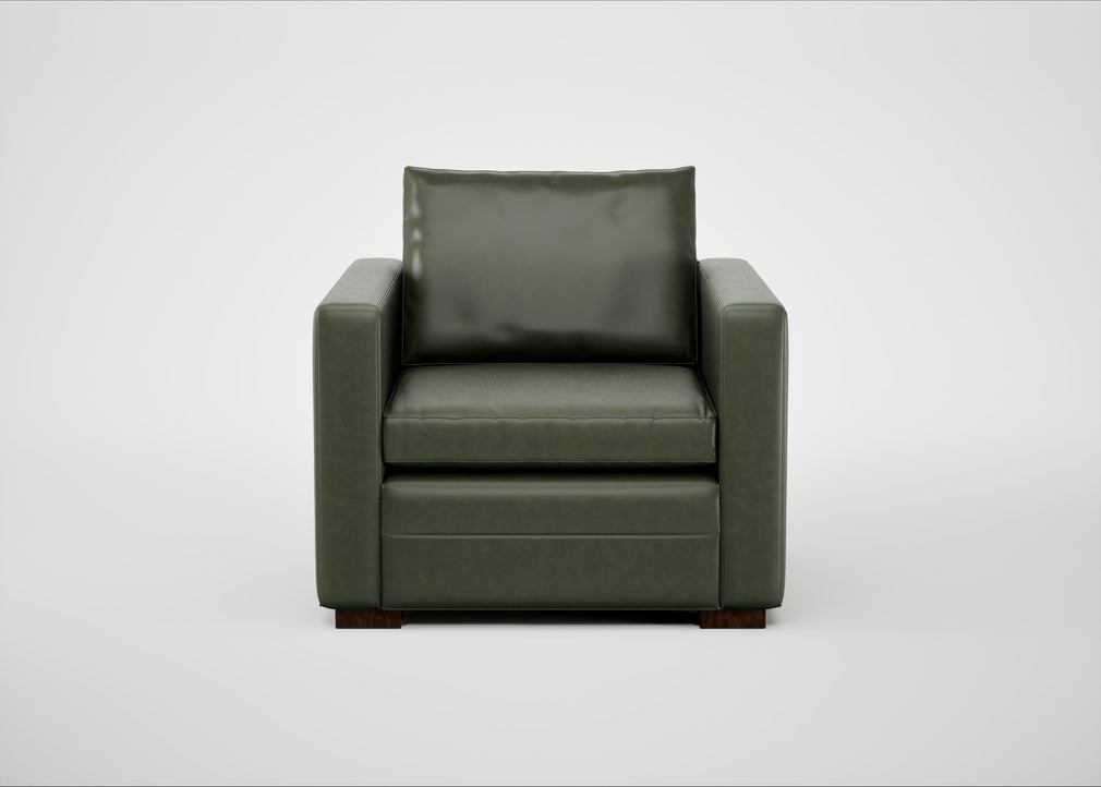 Palermo Armchair Leather Stonewash Vintage Green 278 / Walnut and Brass