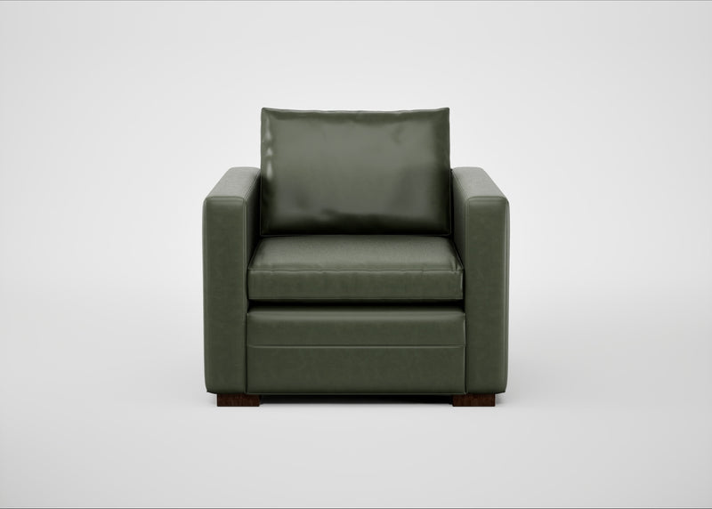 Palermo Armchair Leather Stonewash Vintage Green 278 / Walnut