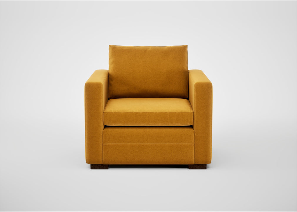 Palermo Armchair Nobilis Velvet Mustard / Walnut and Brass