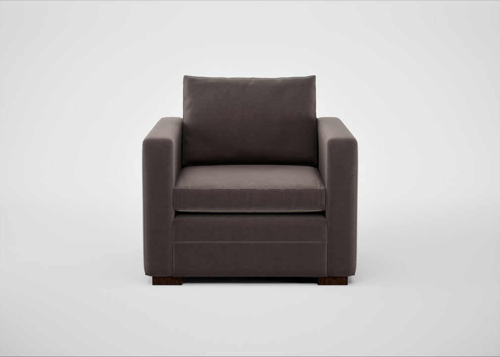 Palermo Armchair Nobilis Velvet Sable / Walnut and Brass