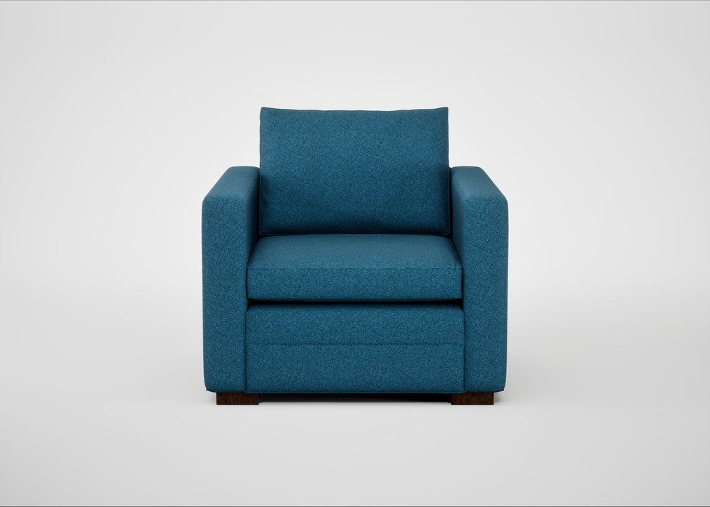 Palermo Armchair St Moritz Wool Blue / Walnut and Brass