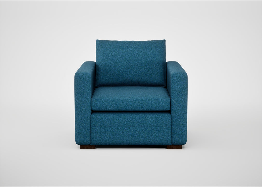 Palermo Armchair St Moritz Wool Blue / Walnut