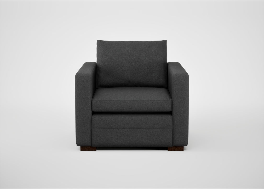 Palermo Armchair St Moritz Wool Grey / Walnut and Brass